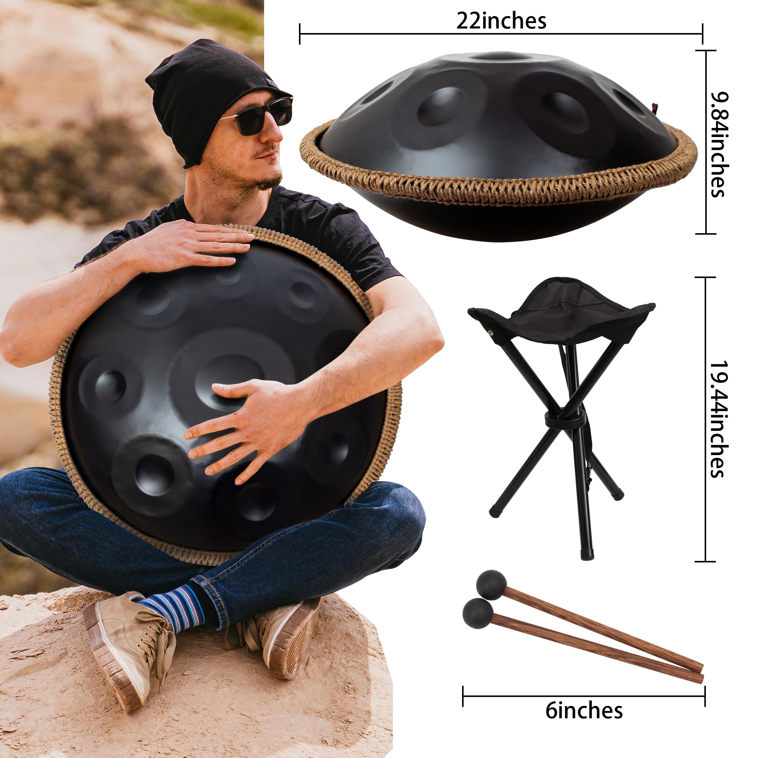 Amazon.com: LOMUTY Handpan Drum for Beginners, 22 Inch D Minor